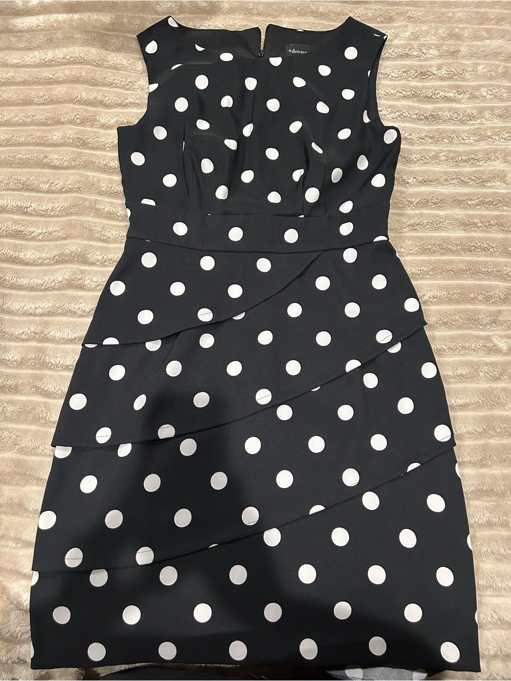 connected apparel Black and White Polka Dot Midi Dress